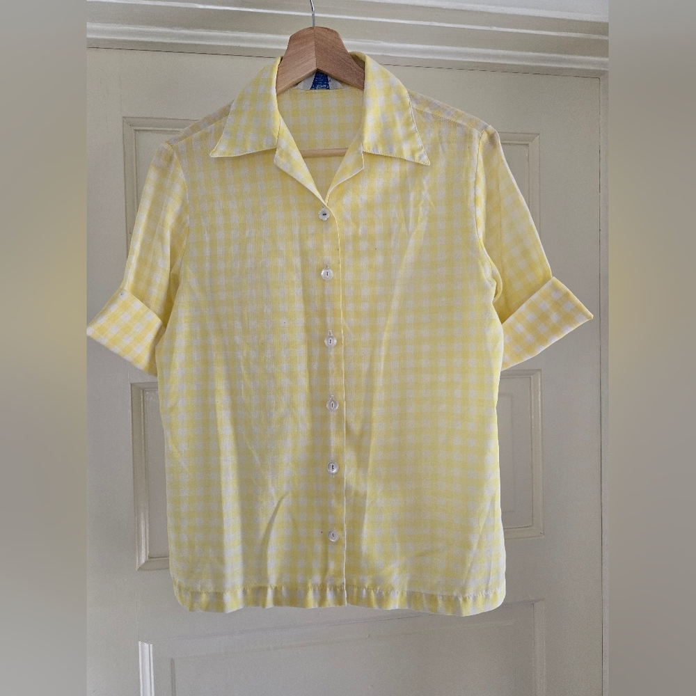 Vintage Sears Yellow and White Gingham Shirt
